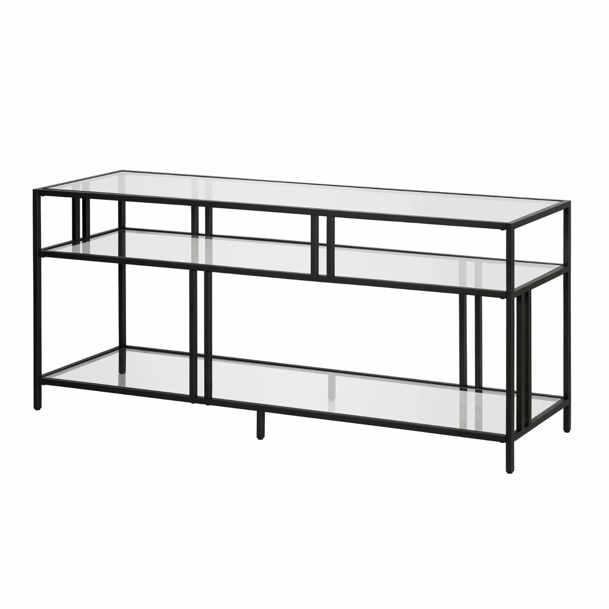 Industrial Metal TV Stand with Glass Shelves V833