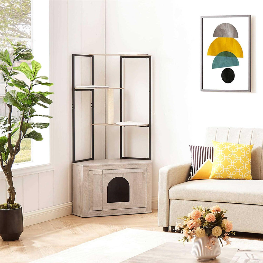Corner Box Enclosure with Cat Tree Tower Cat Litter V580626