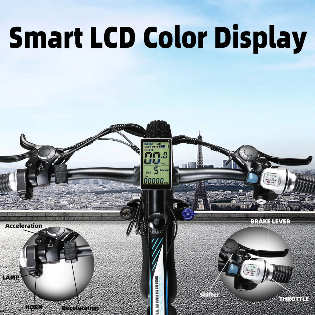 750W 48V 13AH Removable Battery 26" Fat Tire Electric Bike U6097
