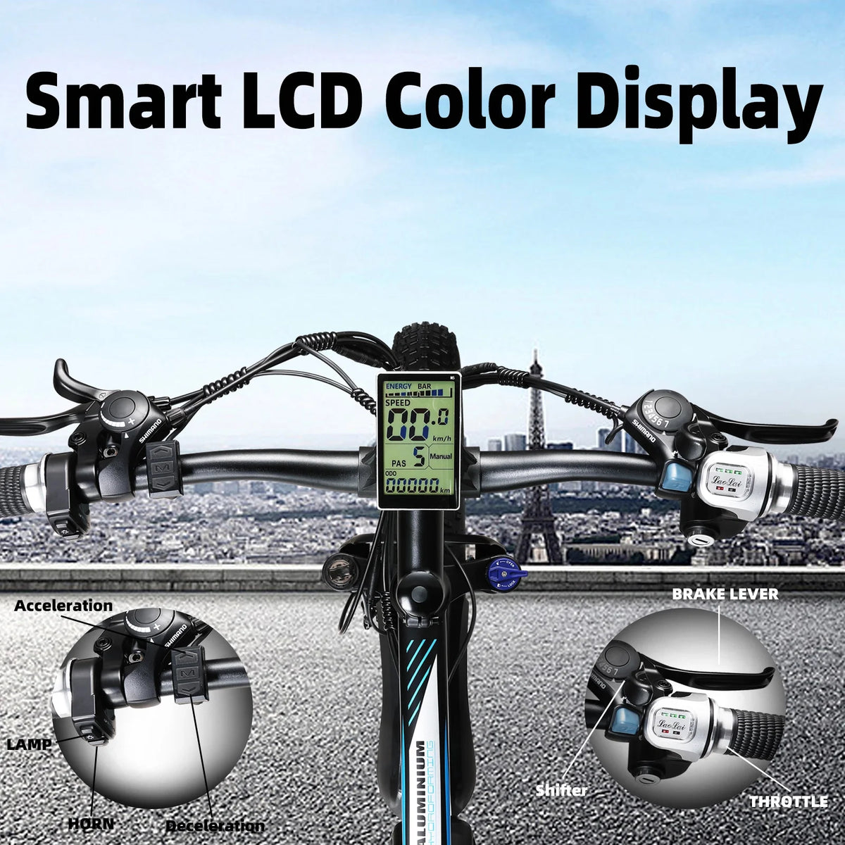 750W 48V 13AH Removable Battery 26" Fat Tire Electric Bike U6097