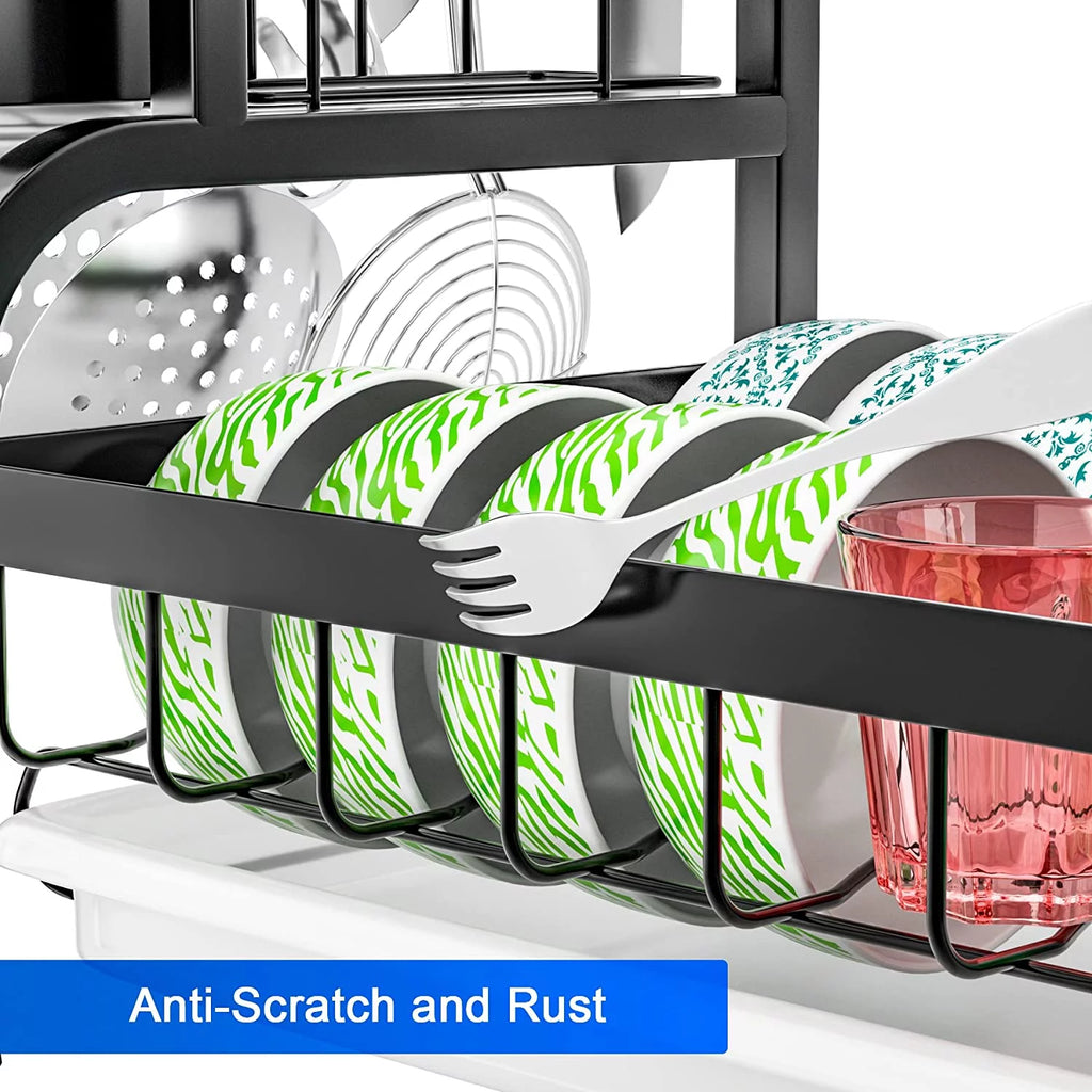 2-Tier Dish Drying Rack with Drain Board Tray W47275