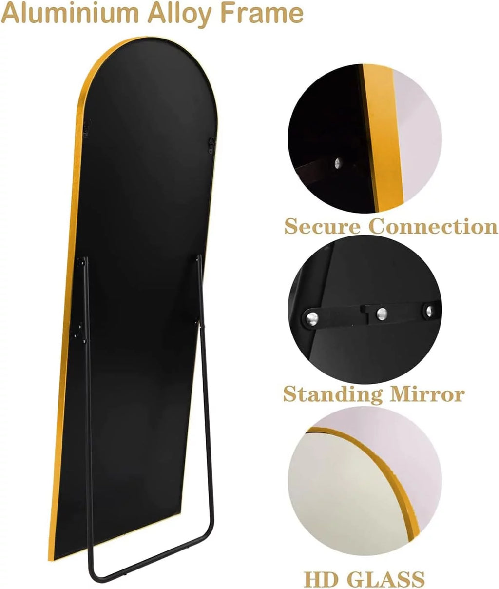 65"x22" Arched Full Length Mirror with Aluminum Frame P7608
