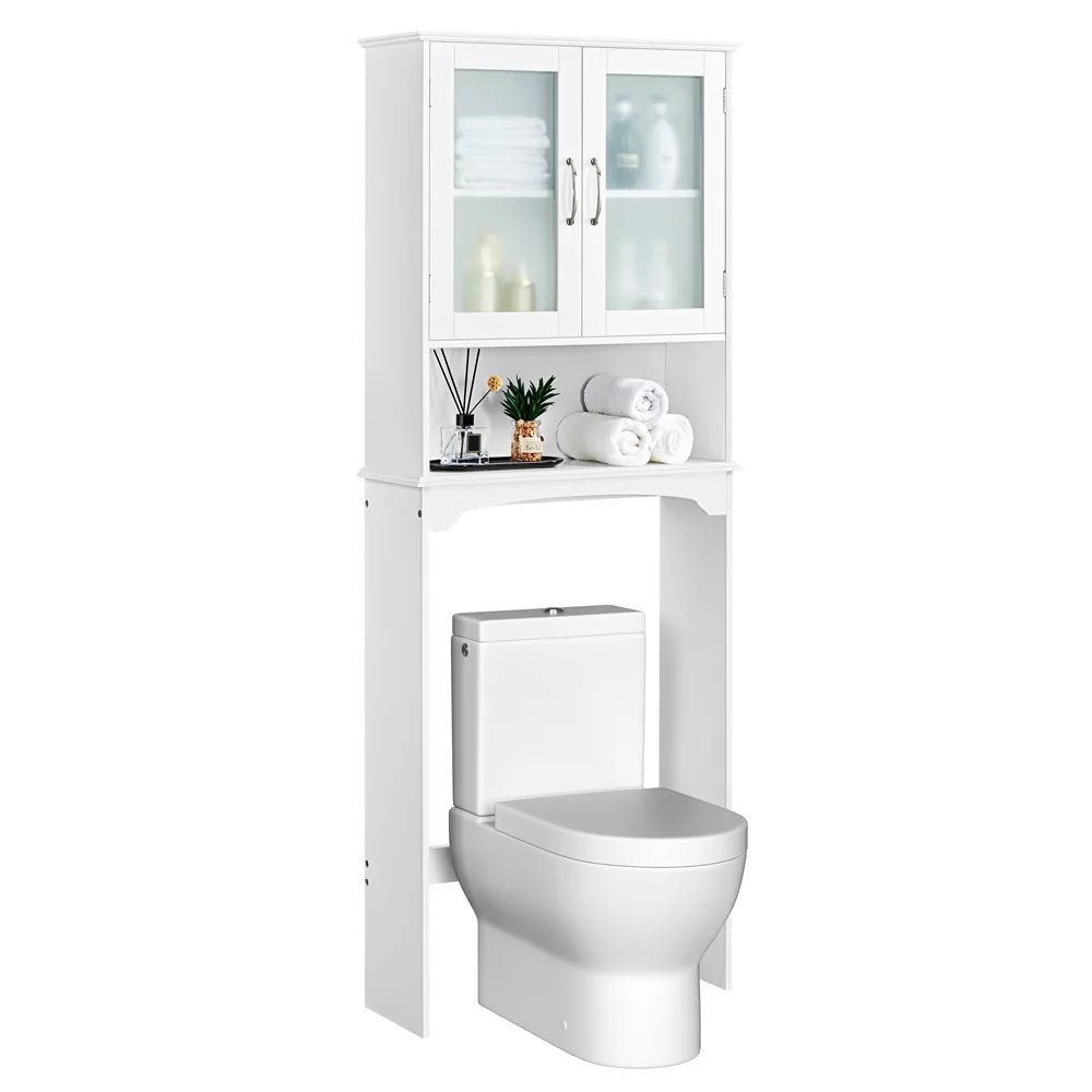 White Wooden 3-Shelf Over the Toilet Storage Cabinet F5144
