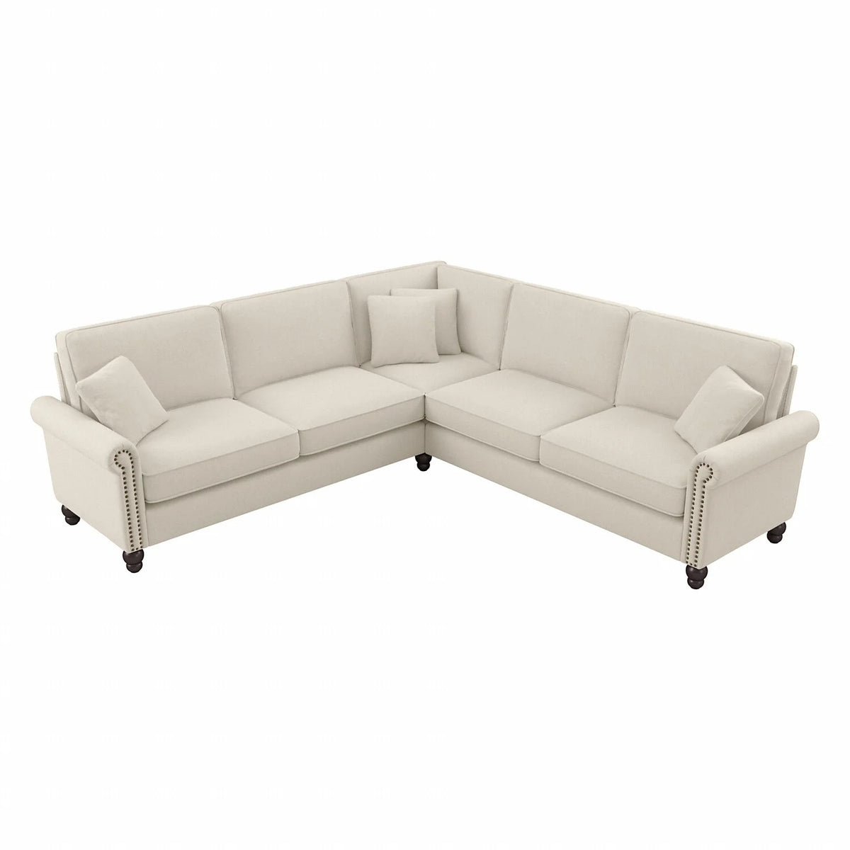 Cream Herringbone L Shaped Sectional Couch L327