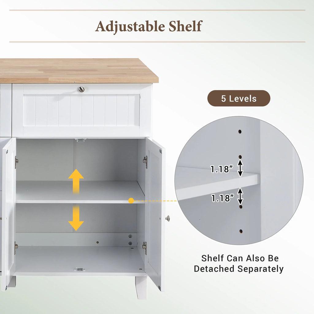 White Kitchen Island Set with 2 Seatings R287