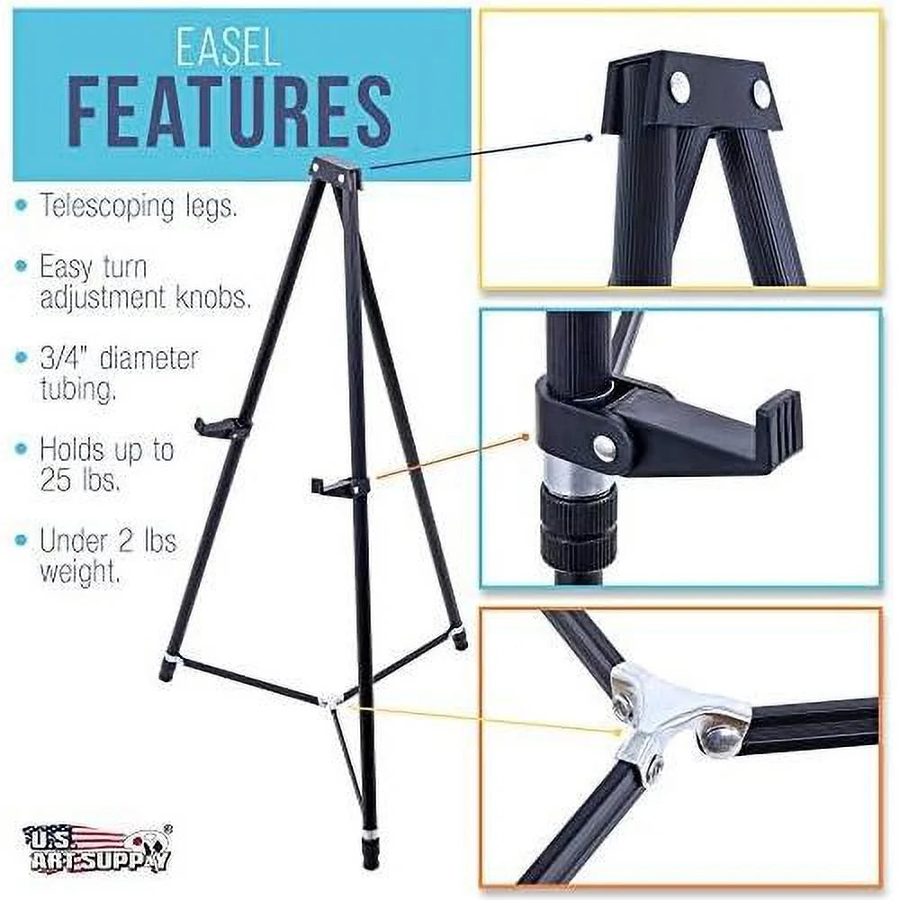 Black Aluminum Adjustable Tripod Display Easel Y49288