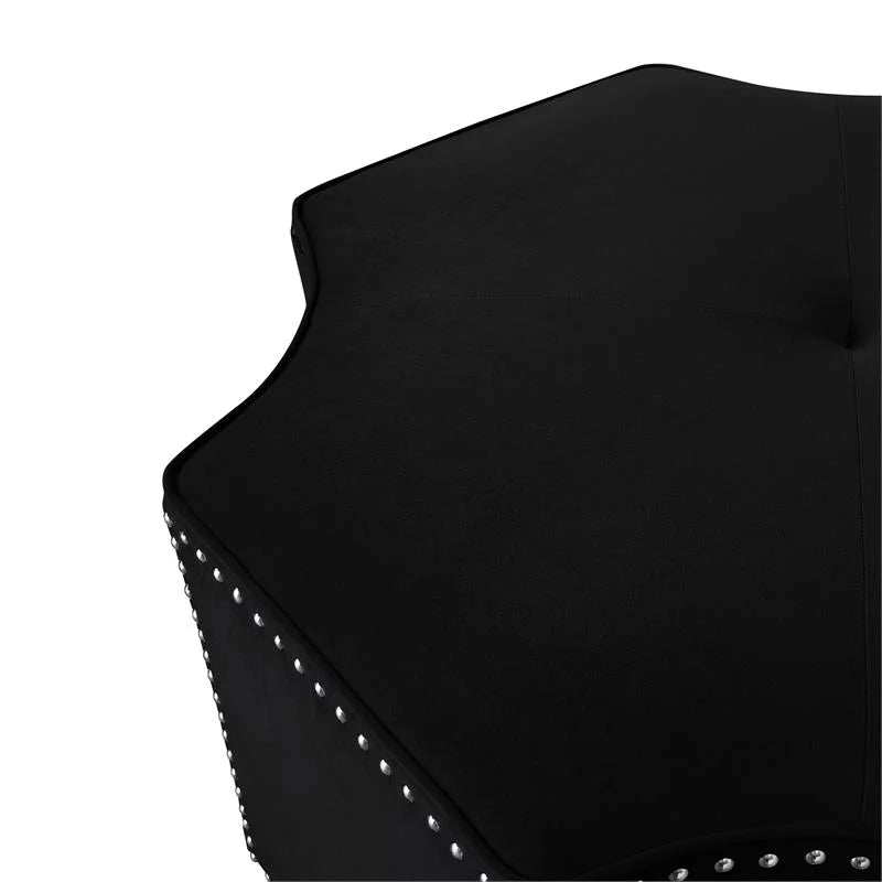 Black Velvet Upholstered Cocktail Ottoman B407