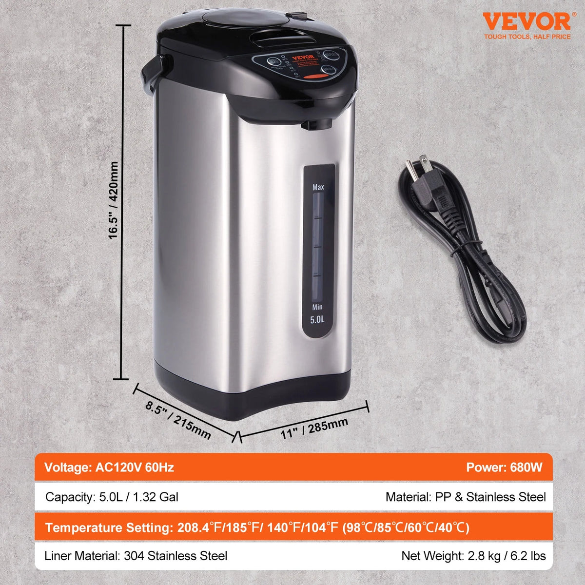 5L Electric Countertop Hot Water Dispenser D5948