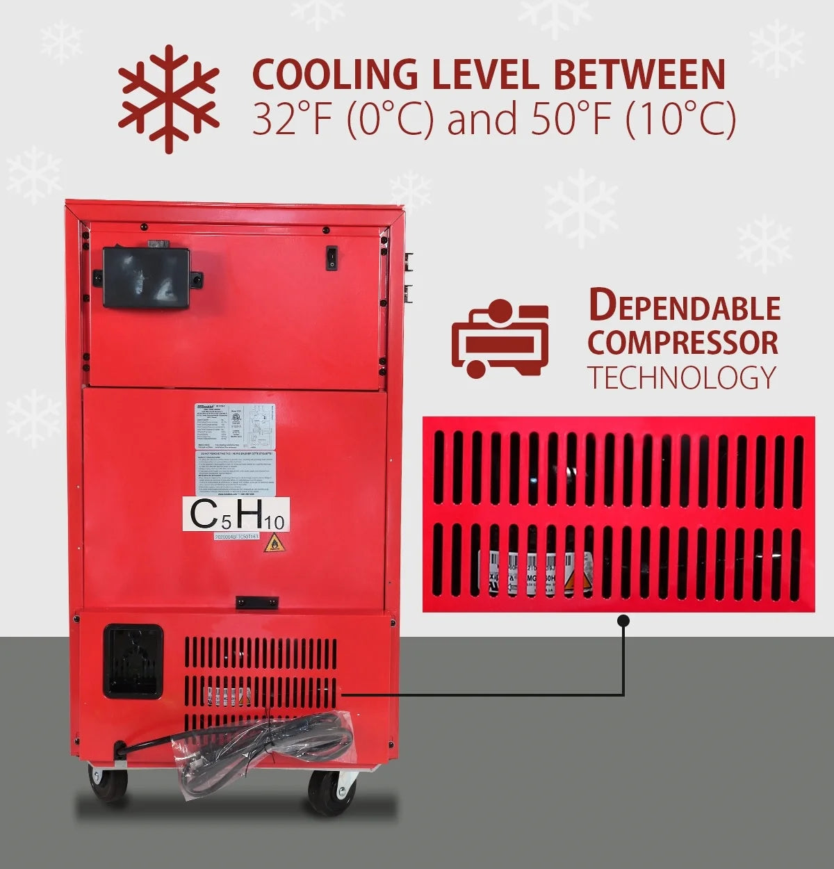 Red Compact Fridge with Built-in Tool Storage K91997