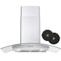 380 CFM Convertible Wall Mount Range Hood with Glass Canopy E2546