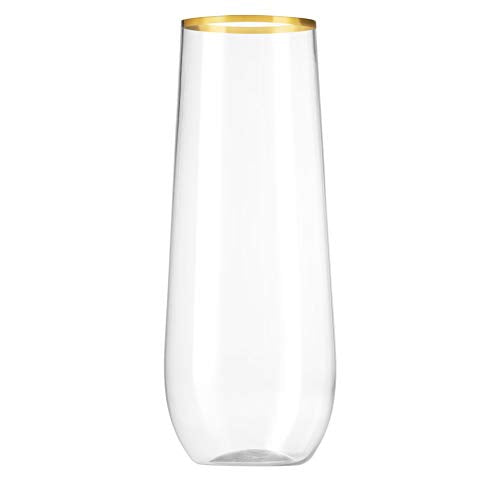 48 Pack 9 Oz Stemless Plastic Champagne Flutes J7220