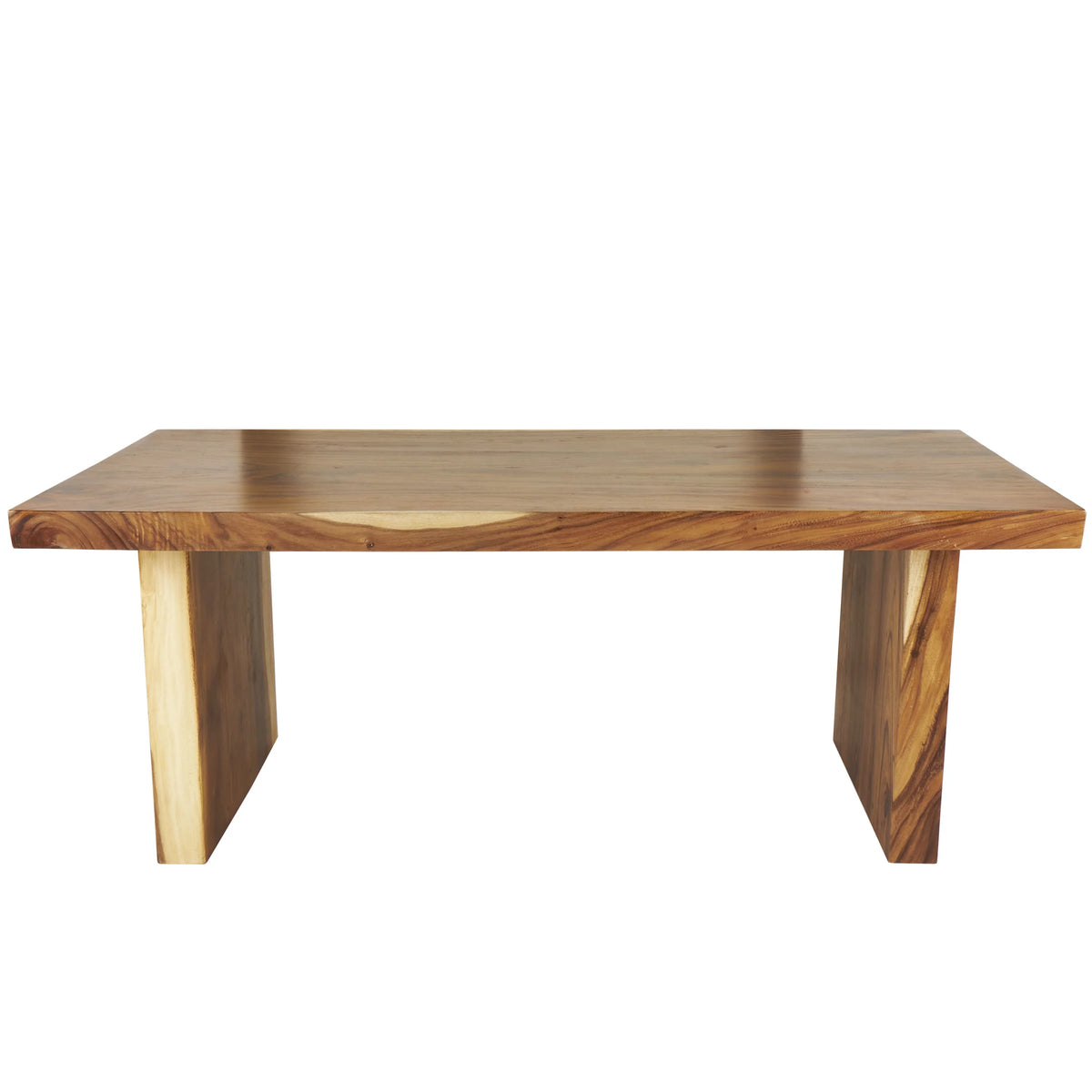 Brown Wood Dining Table with Block Style Base W2198