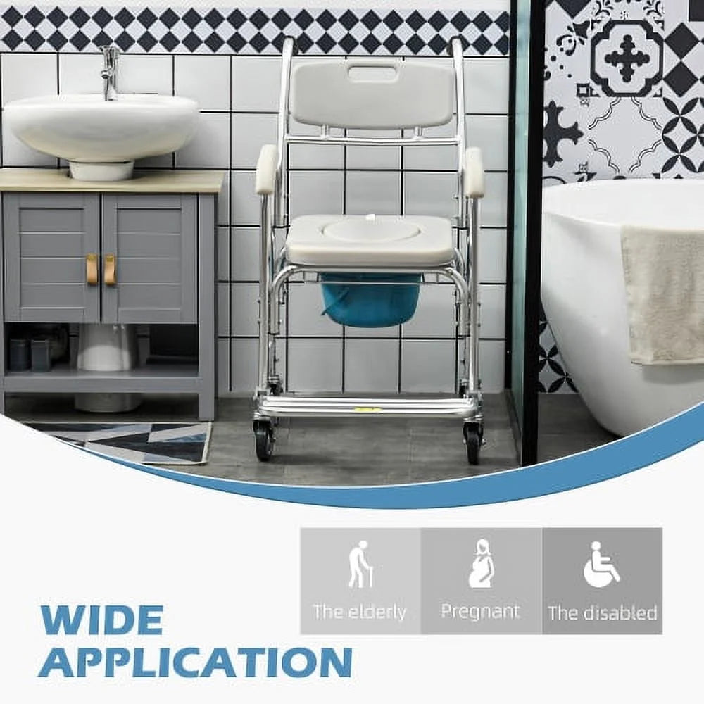 3-in-1 Shower Commode Wheelchair 330 lbs. Weight Capacity Gray H441