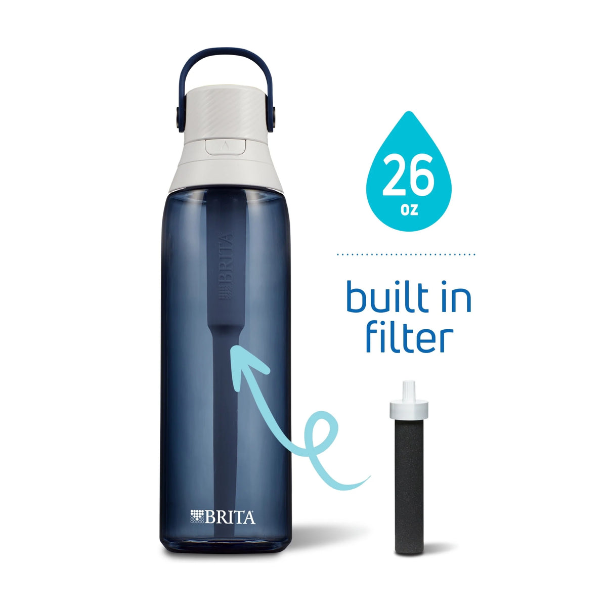 26oz Leak Proof Filtered Water Bottle with Straw Q7534