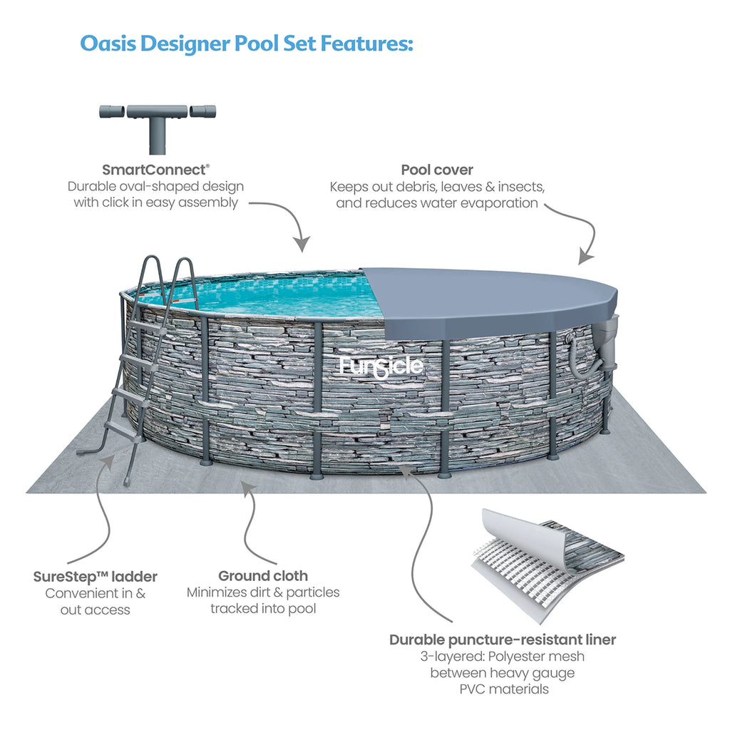 16' x 48" Round Frame Pool with Debris Cover C587738