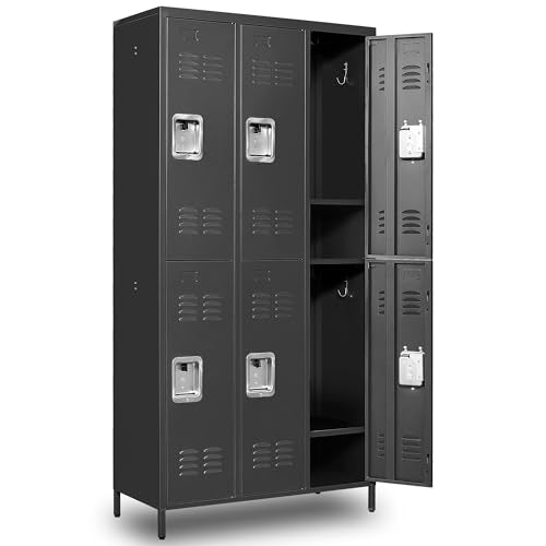 Black 6 Door Steel Storage Lockers with Shelves K152