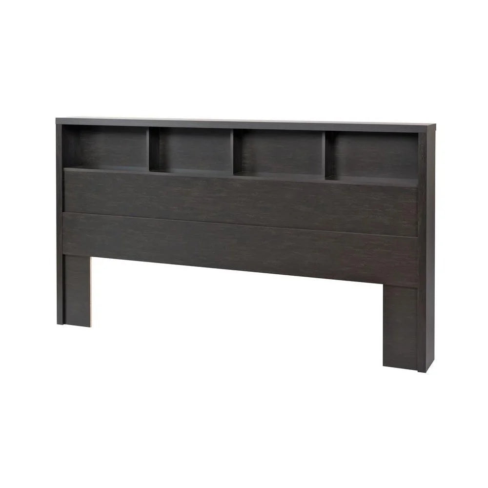 King Size Washed Black Wood Bookcase Headboard K8381