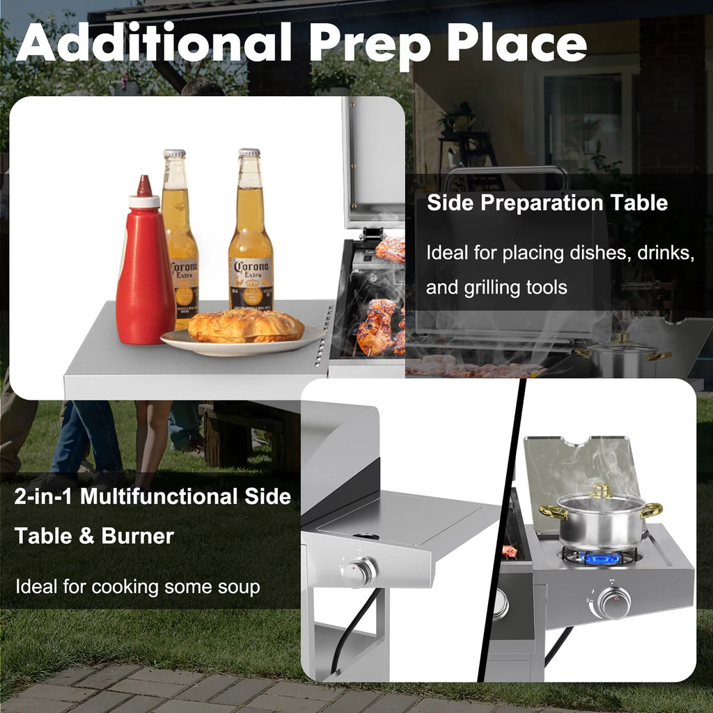 5-Burner Propane Gas BBQ Grill with Side Burner T76413