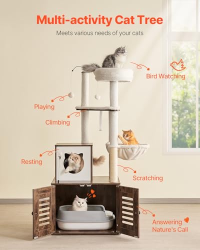 Large Cat Tree with Litter Box Enclosure J515327