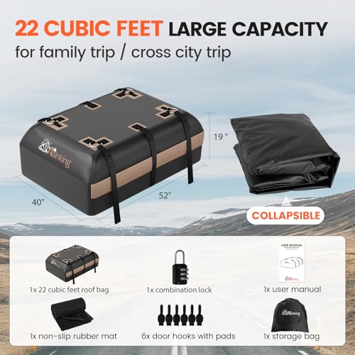 22 Cubic Feet Waterproof Rooftop Cargo Carrier Bag J843