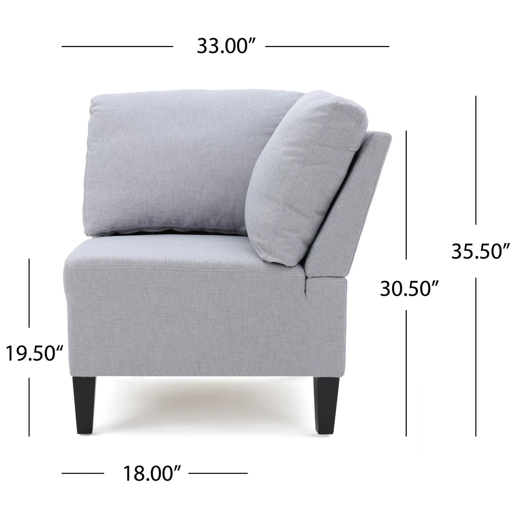 Light Gray Fabric 5 Seater Sectional Sofa with Storage Ottoman J17721