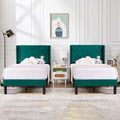 Set of 2 Twin Upholstered Platform Bed Frames with Tufted Headboard S2732