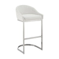 28 Inch White Faux Leather Metal Bar Stool C460