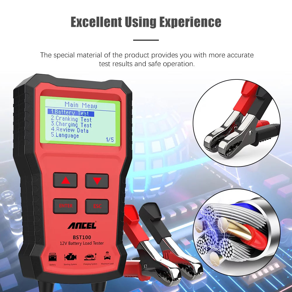 Wireless Bluetooth OBD2 Scanner + Car Battery Tester Code Reader T6729