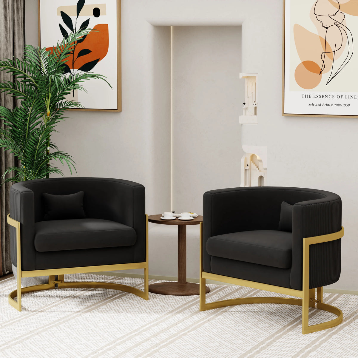 Velvet Barrel Accent Chair U158