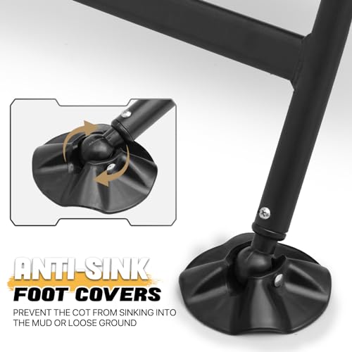 Black Set of 2 Adjustable Reclining Camping Bed with Carry Bag R86718