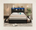 White Queen Size LED Platform Storage Bed Frame with Charging Station P894927