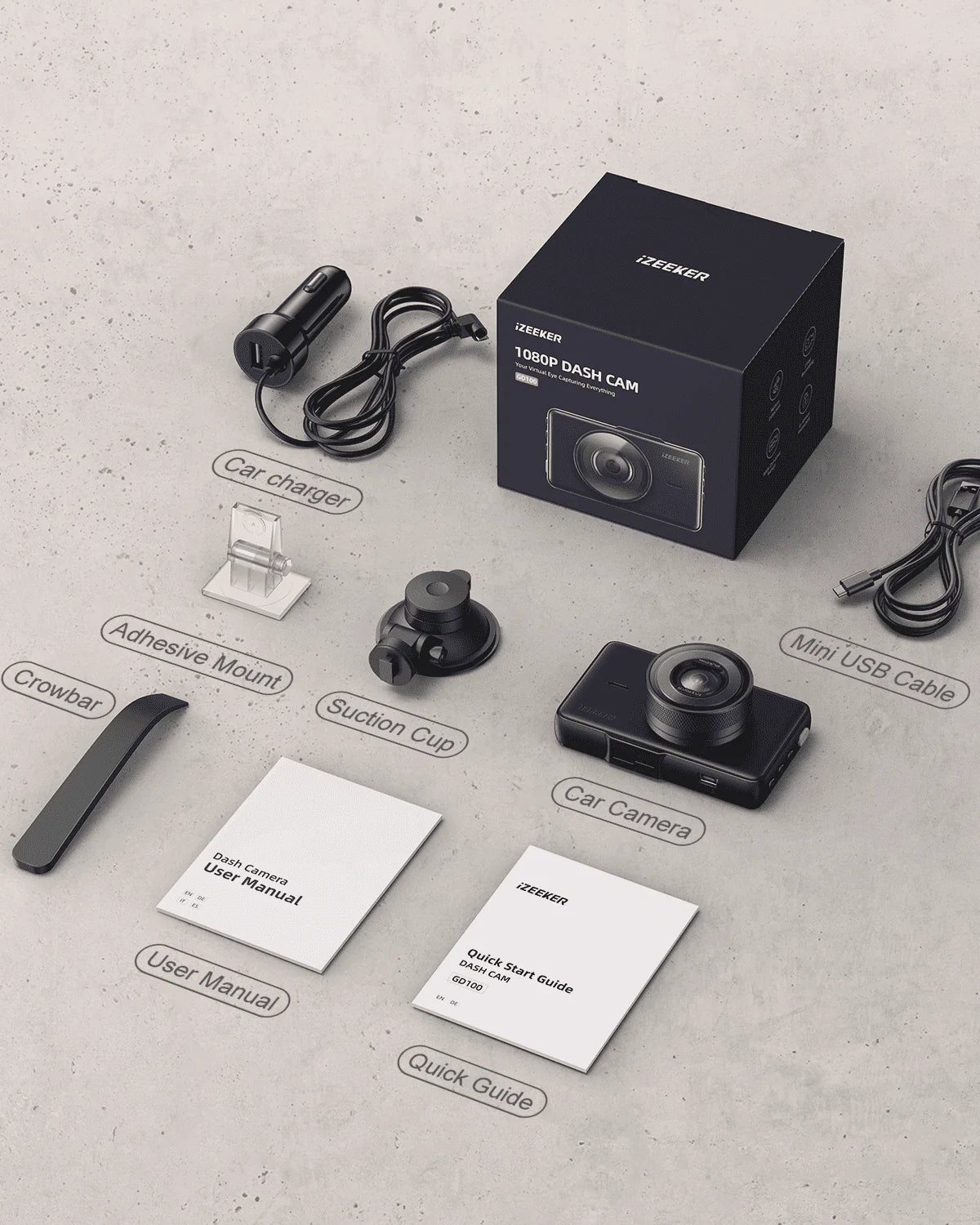 1080P Dash Cam with Night Vision, 3 Inch LCD, 170° Wide Angle U6366