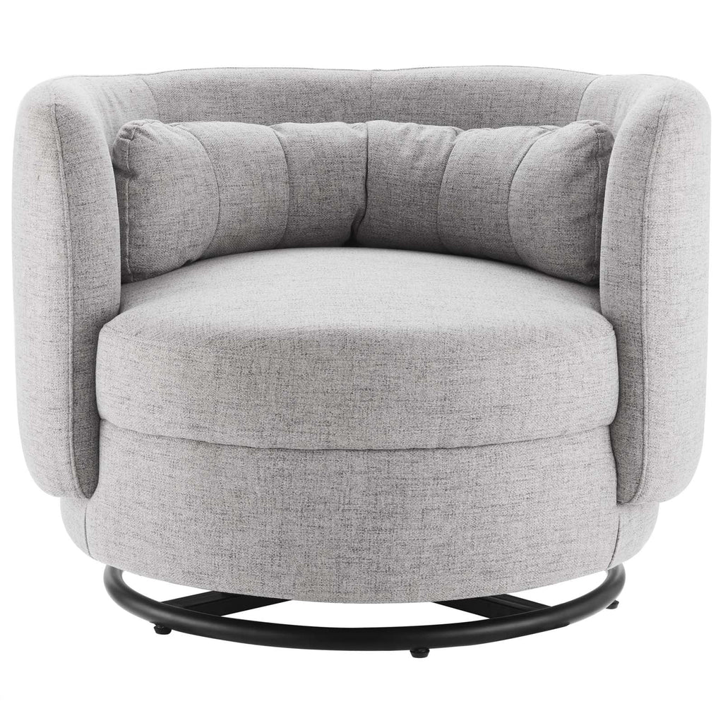 Black Grey Fabric Swivel Accent Chair L164