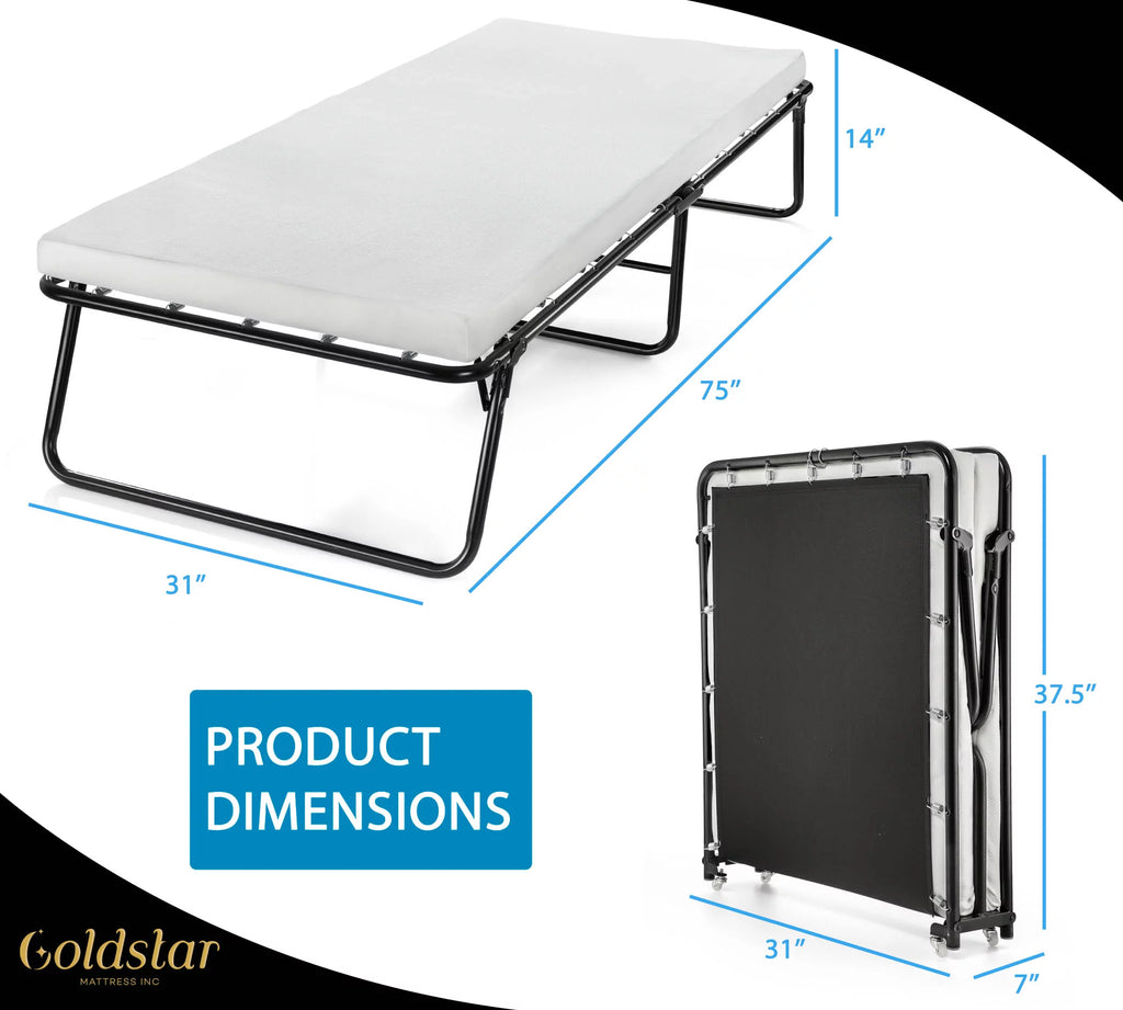 Folding Guest Bed with 3-Inch Foam Mattress and Caster Wheels R166688