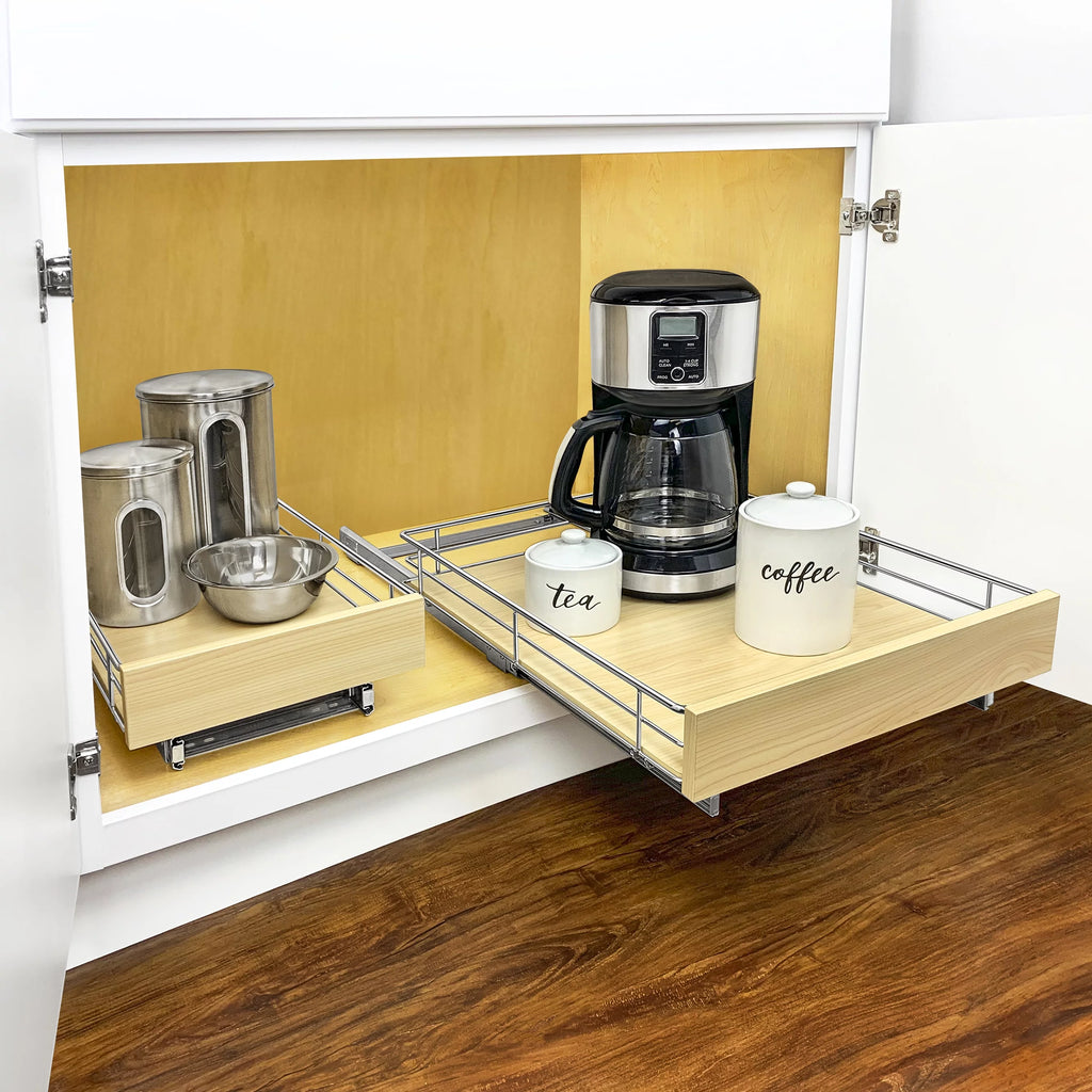 14"W x 21"D Chrome Pull Out Cabinet Organizer Q87982
