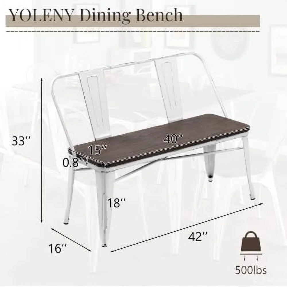 Dining Bench with Back Wood Seat S3854