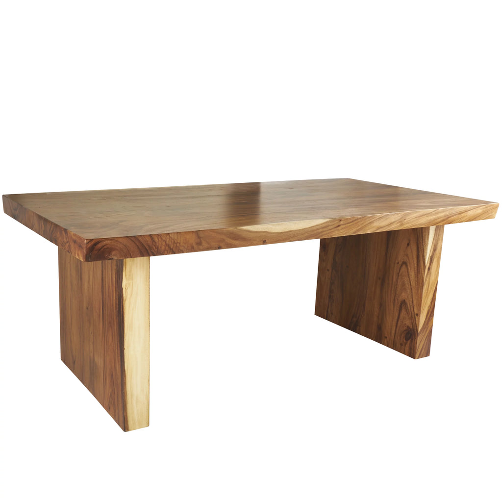 Brown Wood Dining Table with Block Style Base W2198