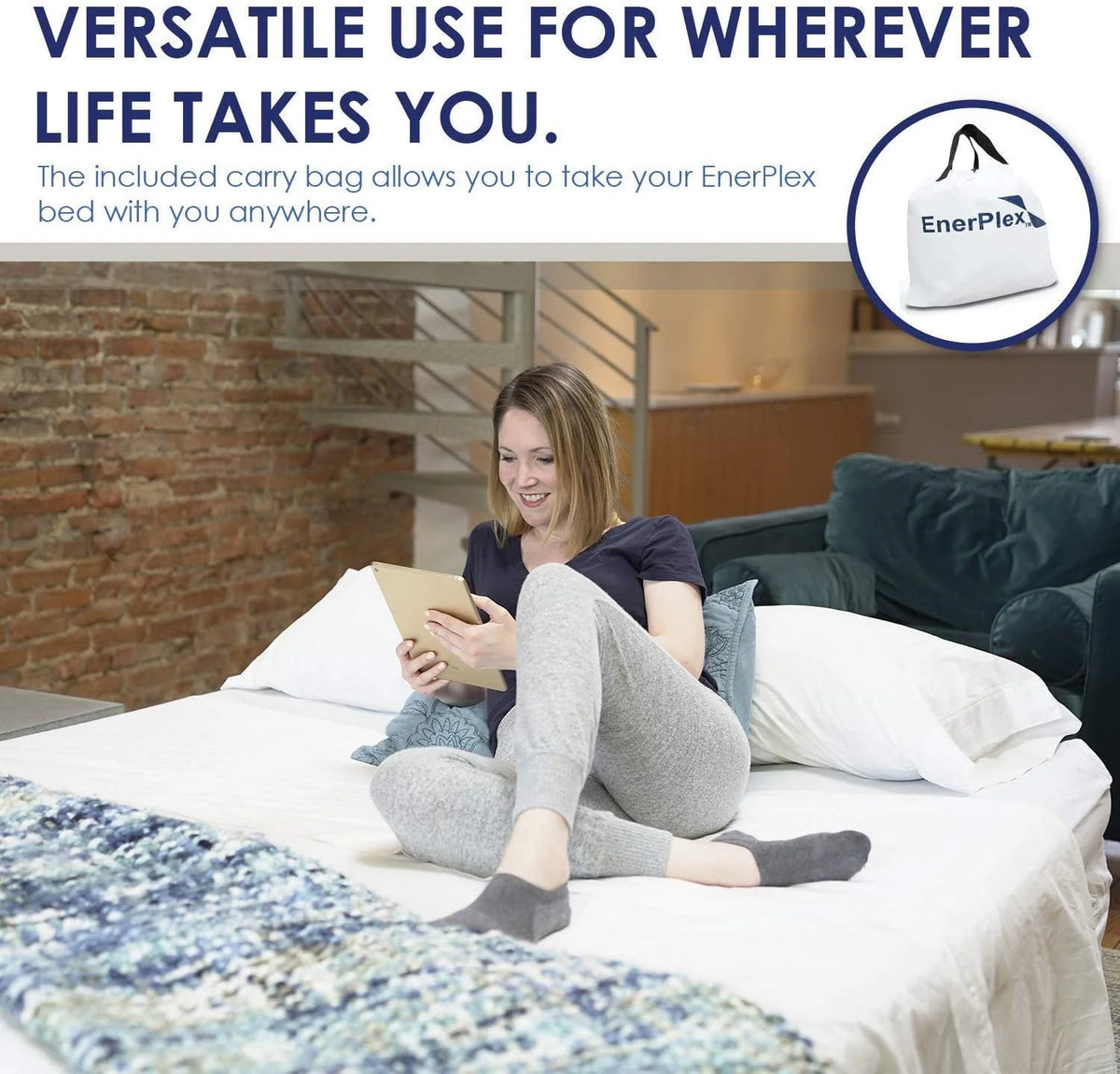 Queen 16 Inch Double High Air Mattress with Built in Pump Z378725