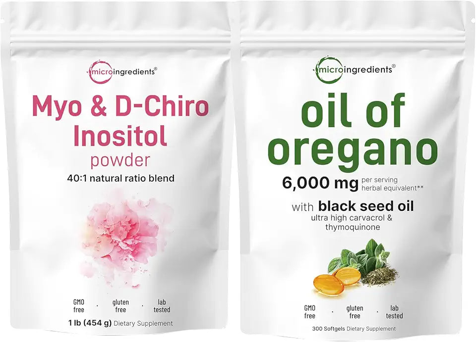 Oil of Oregano Softgels & Myo & D-Chiro Inositol Powder Bundle 2 Pack U60703
