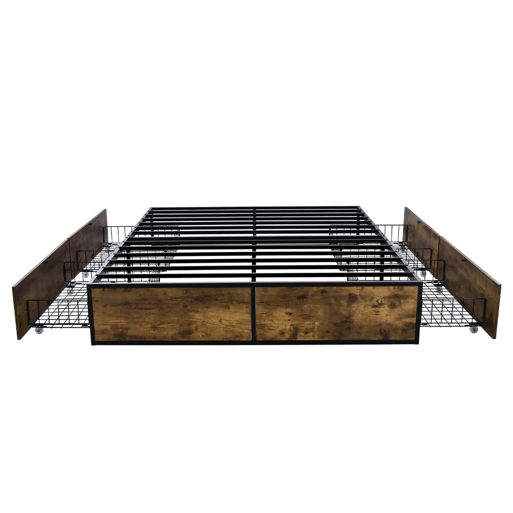 Queen Platform Bed with 4 XL Drawers J588