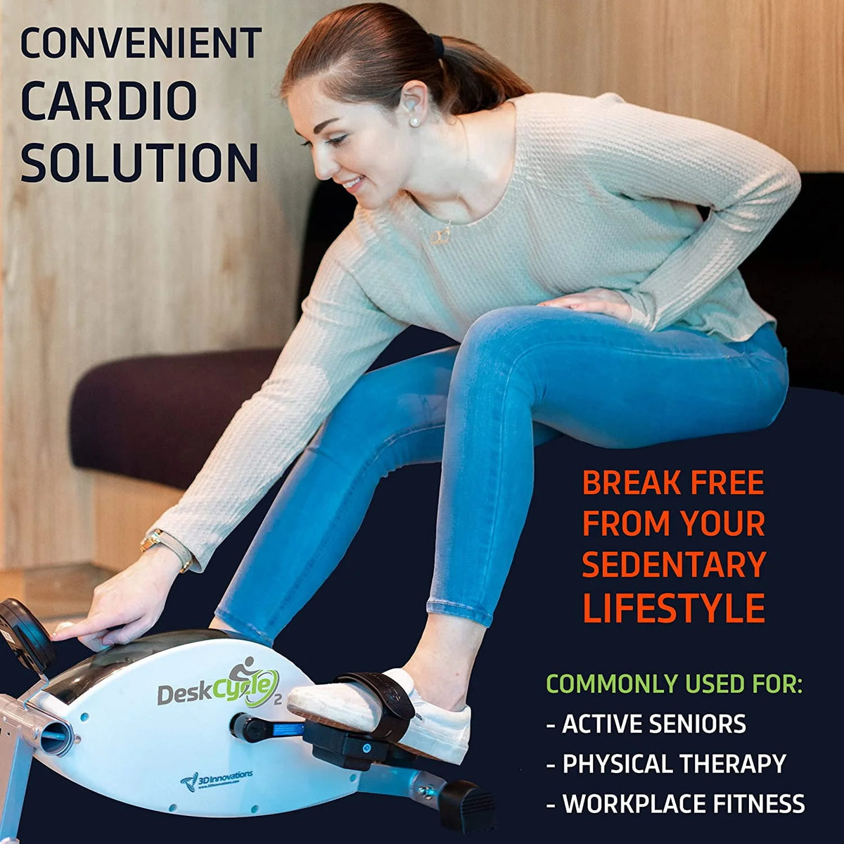 Under Desk Bike Pedal Exerciser with Adjustable Leg W485