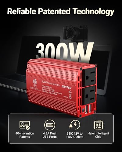 300W Power Inverter DC 12V to 110V AC Car Charger Adapter with Dual USB V921