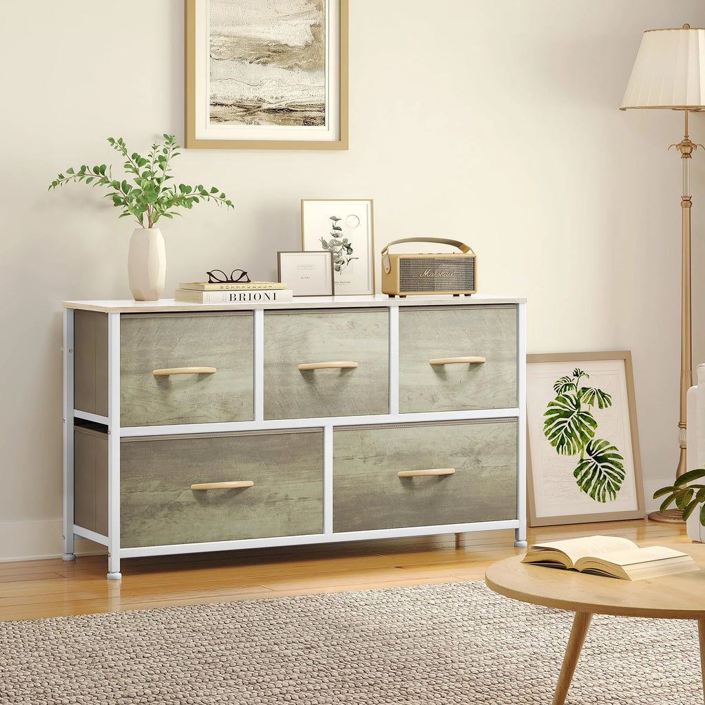 4 Drawer Fabric Storage Dresser with Wooden Top K986687
