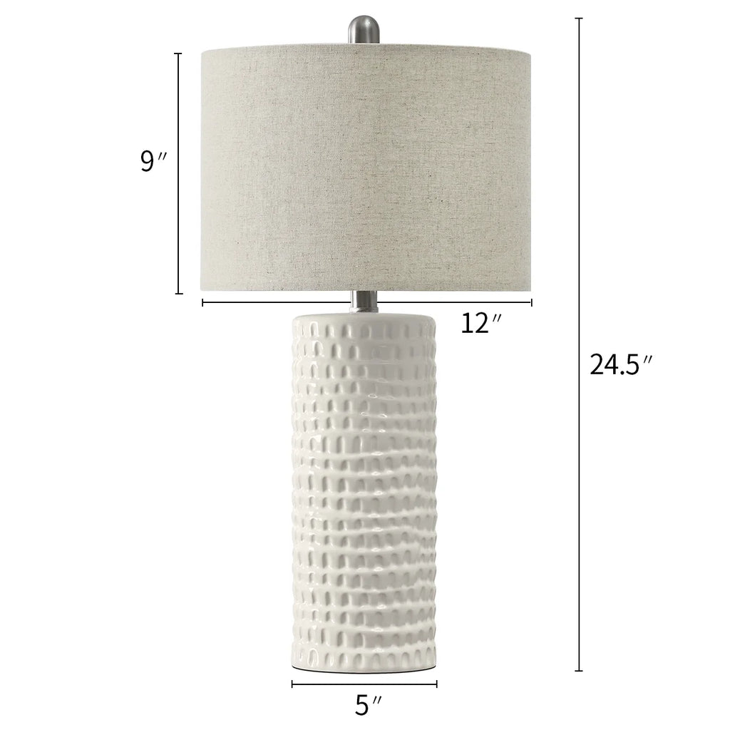 Ceramic Table Lamps Set of 2 White 24.5" Q37545