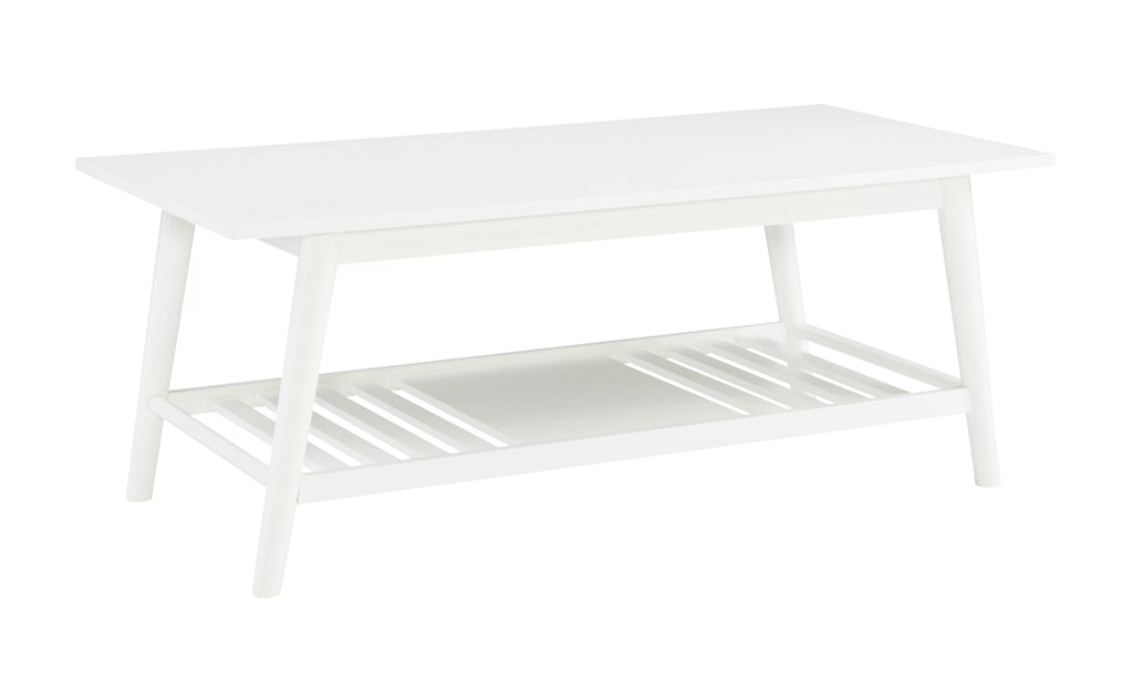 White Mid-Century Coffee Table with Shelf K196157