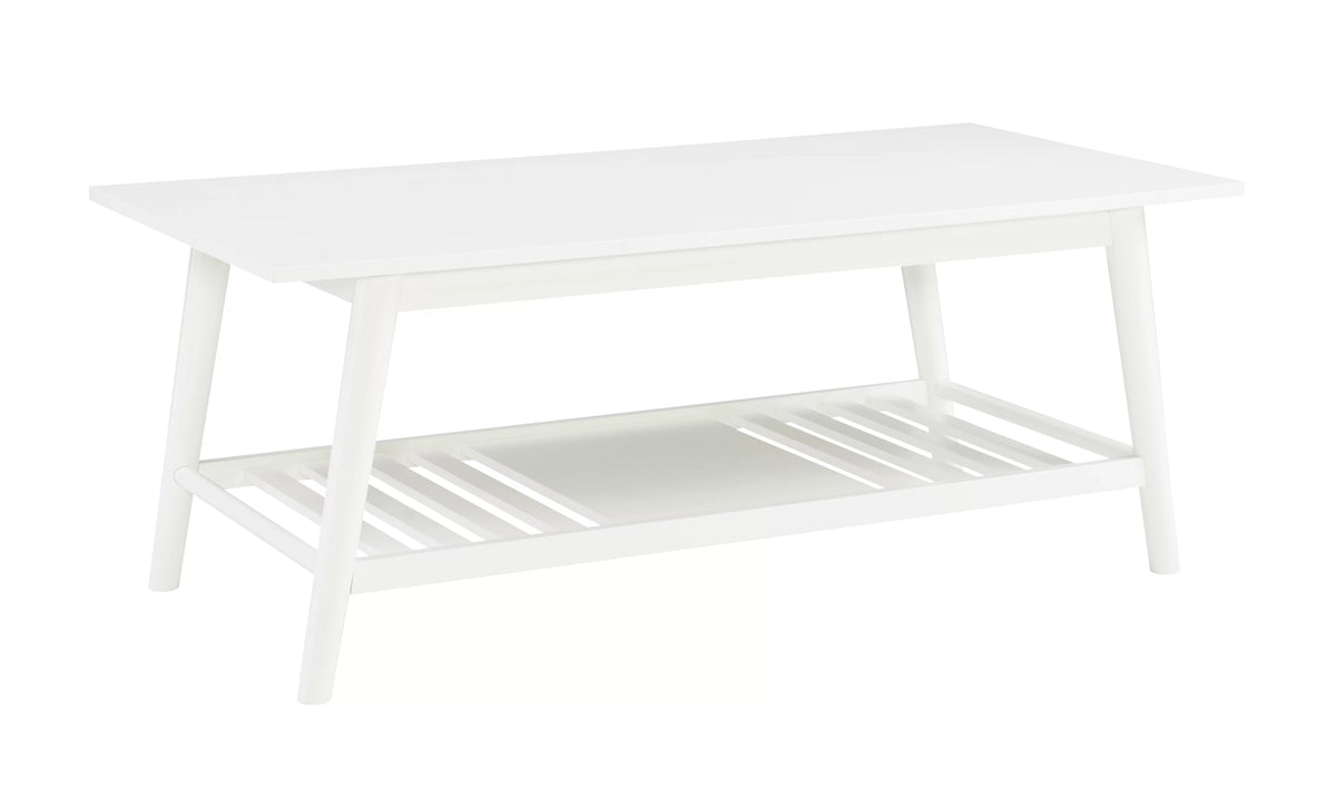 White Mid-Century Coffee Table with Shelf K196157