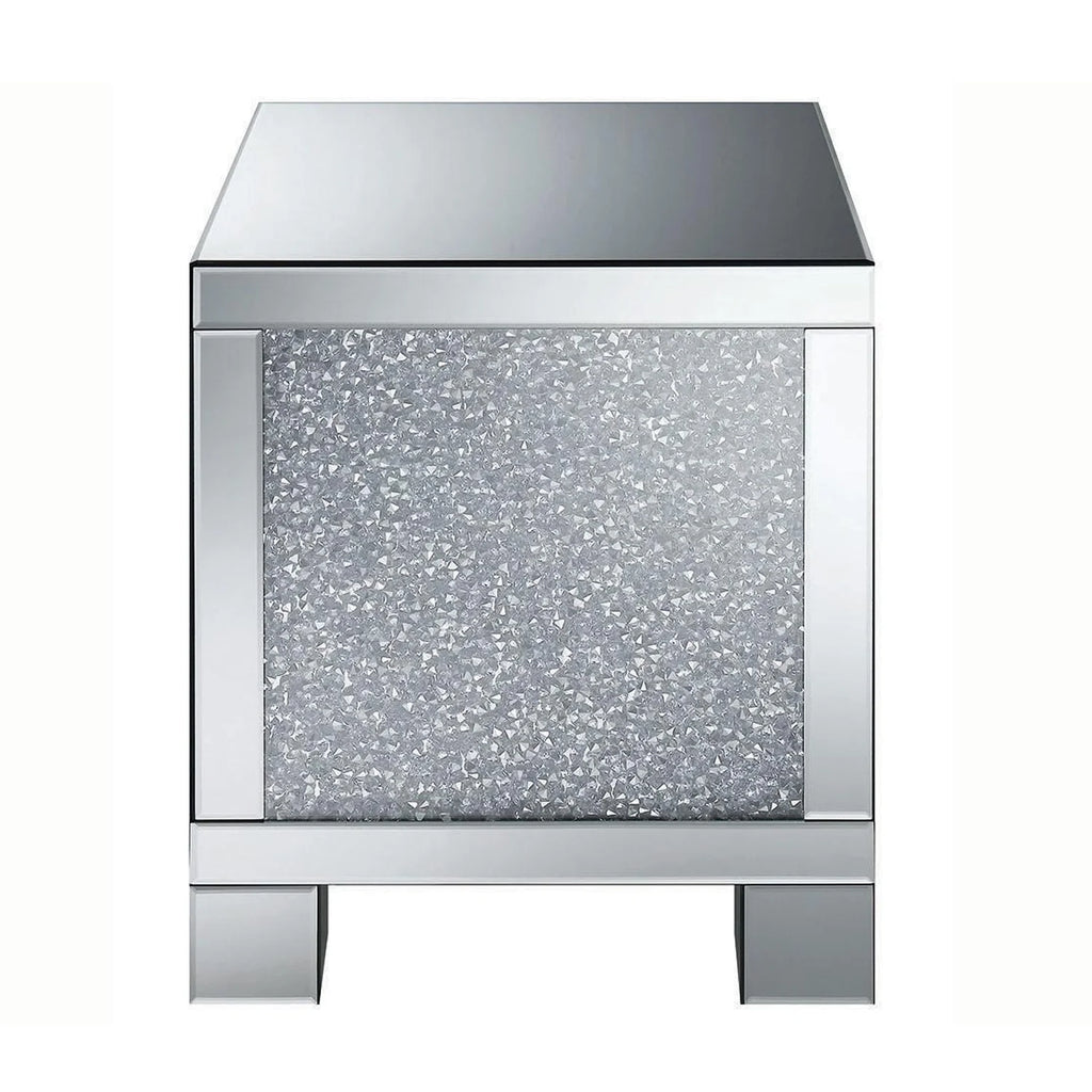 Wooden End Table with Mirrored Panel L355