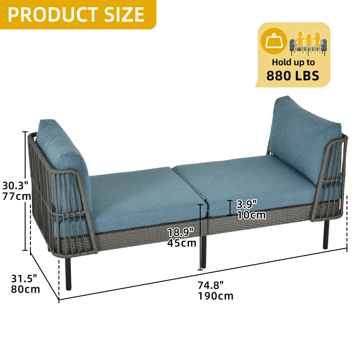 74in Wicker Outdoor Daybed with Cushion Z42883