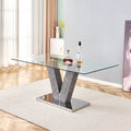 Modern Minimalist Rectangular Glass Dining Table for 6-8 O51242