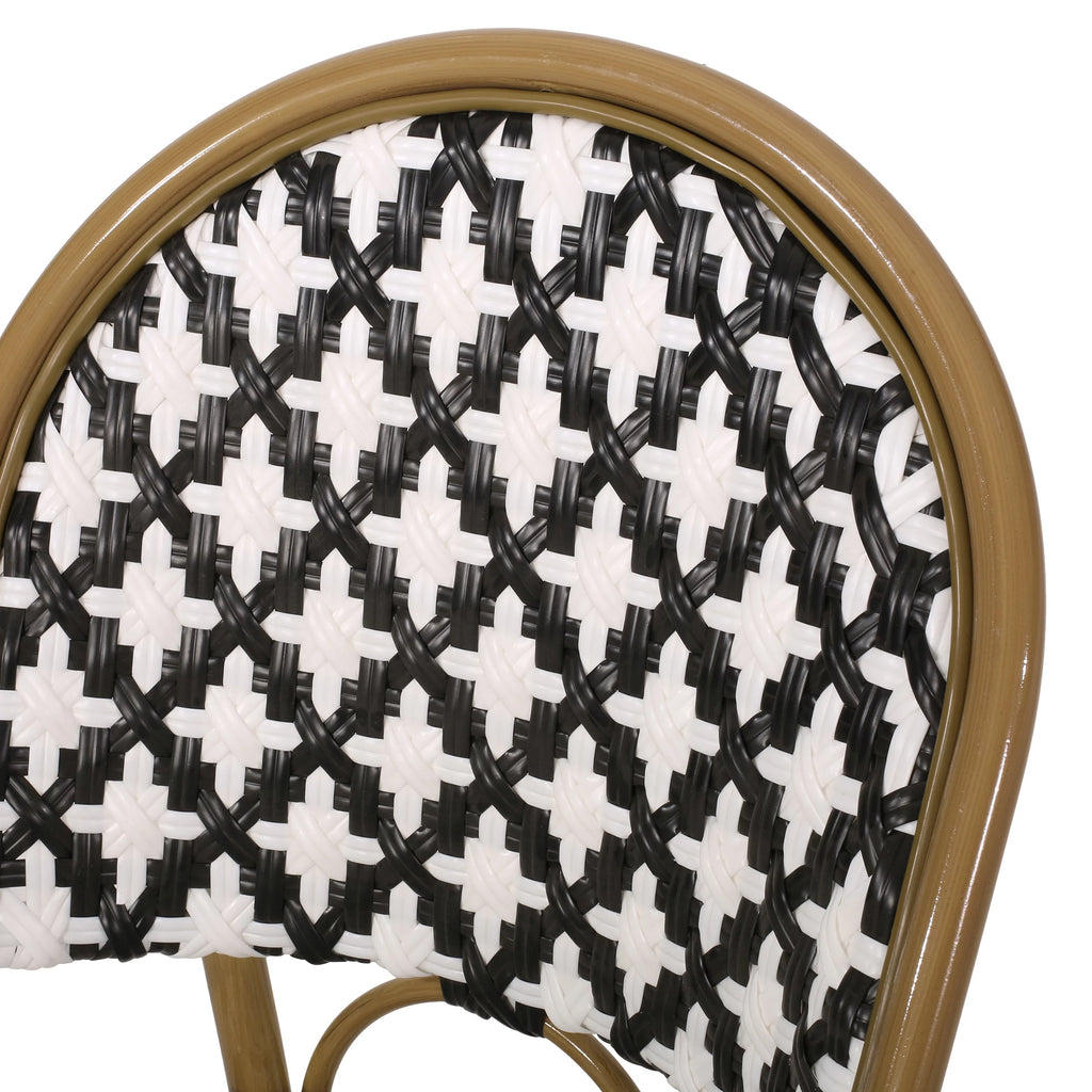 Set of 2 Black White Bamboo Finish Bistro Chair L3762